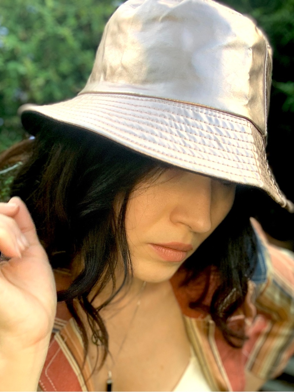 Marcus Adler Women's Metallic Light Pink/Rose Gold Bucket Hat - Stylish Shimmer